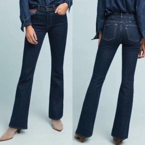 NWT Levis Made and Crafted Flared Denim Jeans Size 28 Dark Blue Wash - Picture 11 of 13